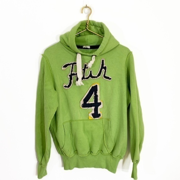 Abercrombie and Fitch Y2K Mens Muscle‎ Hoodie Sweatshirt Green Stitched Letters - Picture 1 of 9